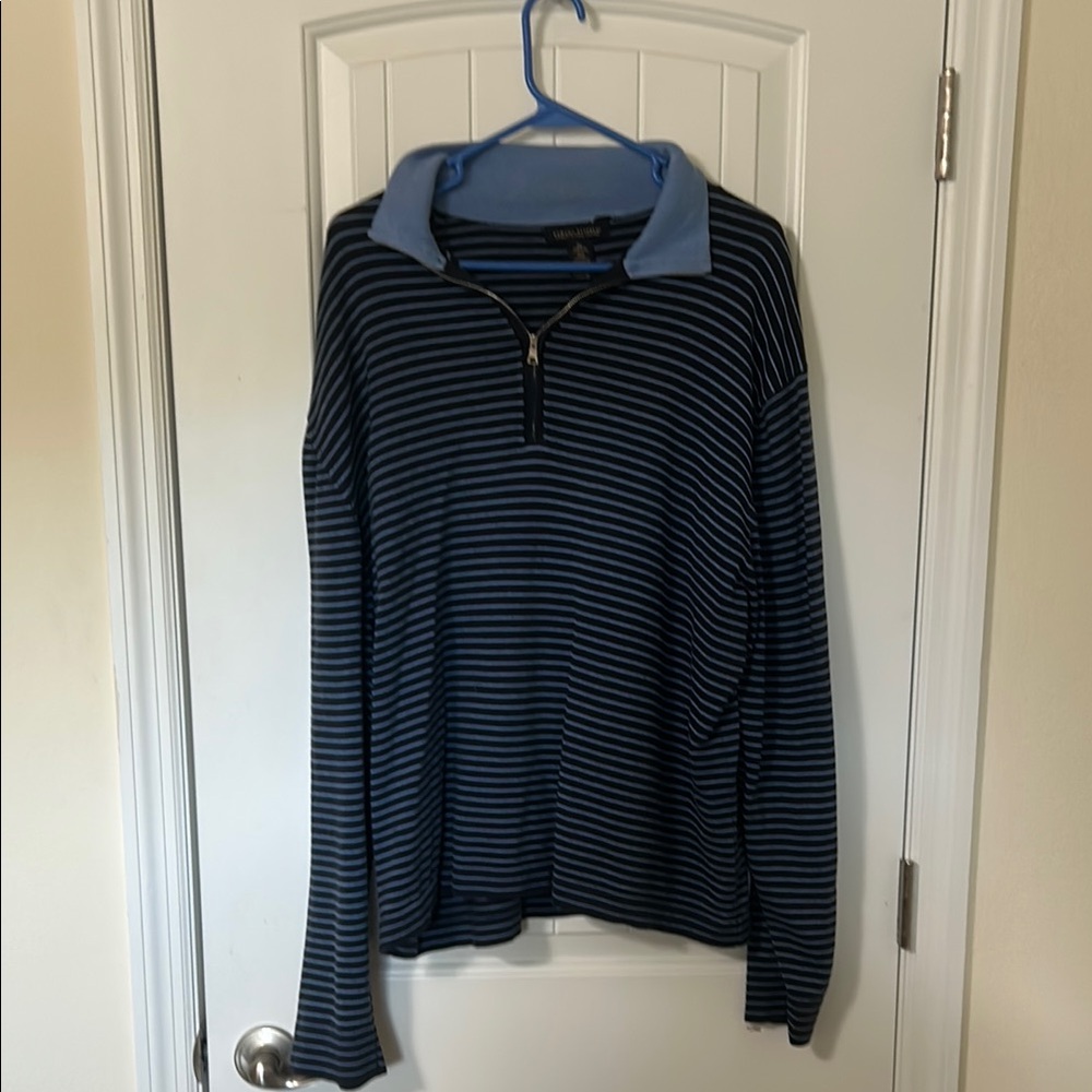Banana Republic Blue and Black Zip Up Sweater